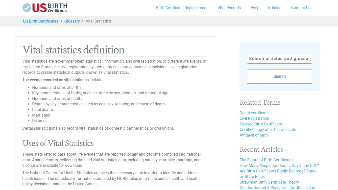 What Are Vital Statistics? - US Birth Certificates